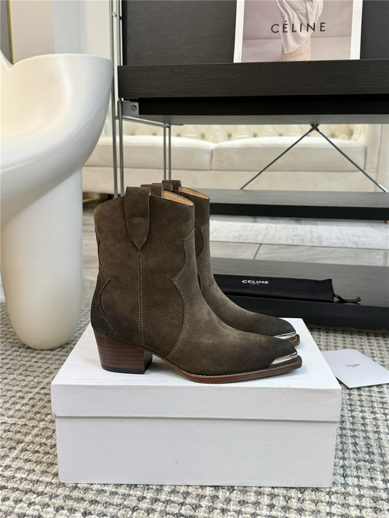 Ce1i*e western embroidered suede ankle boots