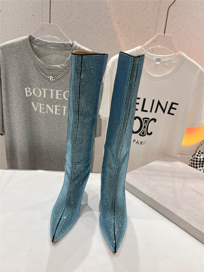 J1m*y Ch00 crystals wedge knee-high boots