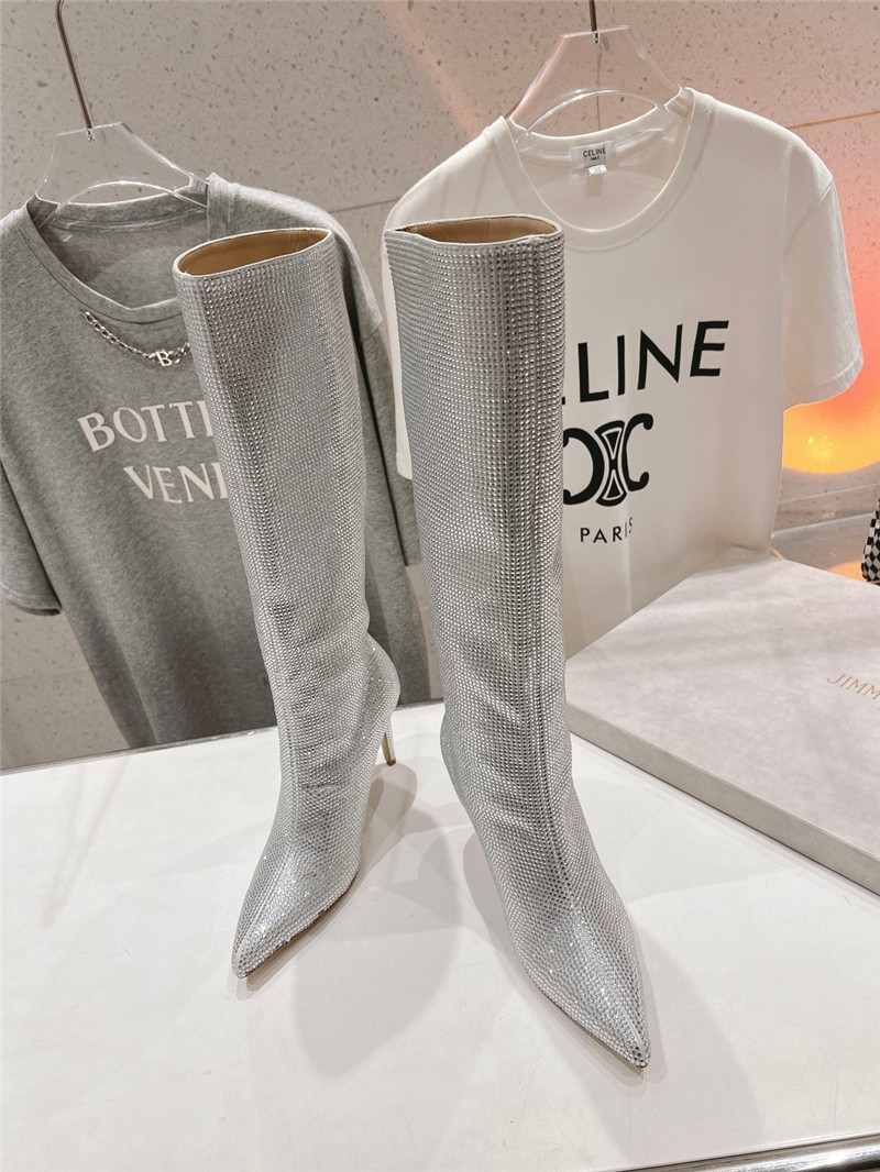 J1m*y Ch00 silver rhinestone boots