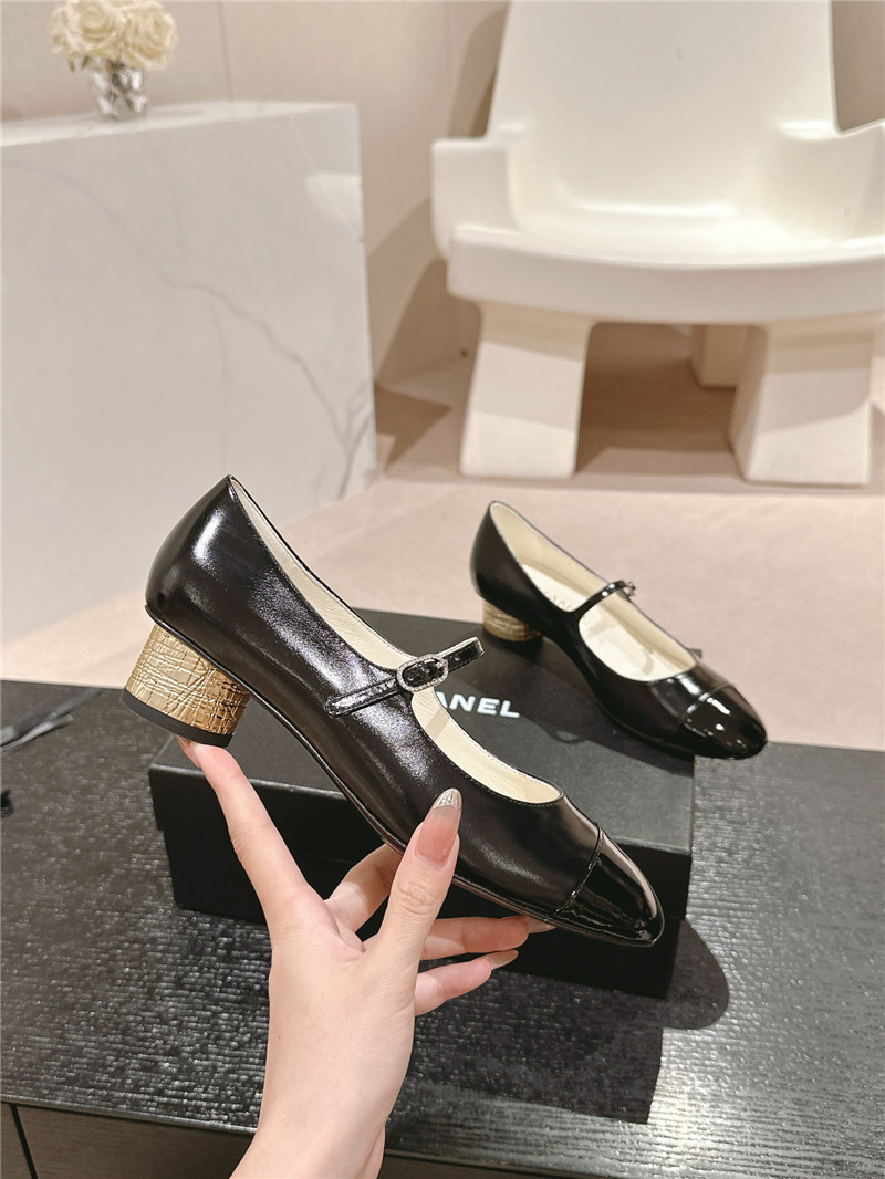 Ch**el black mary janes shiny patent calfskin