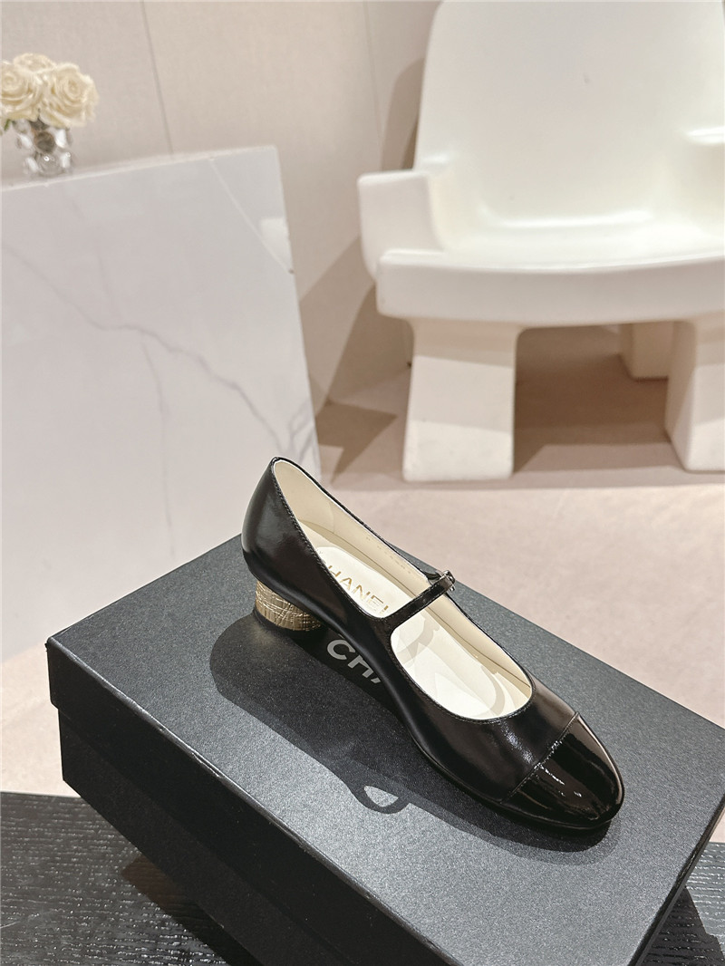 Ch**el black mary janes shiny patent calfskin