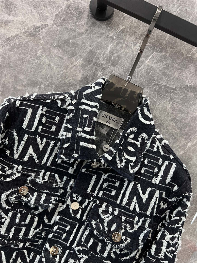 Ch**el monogram printed jacket in black