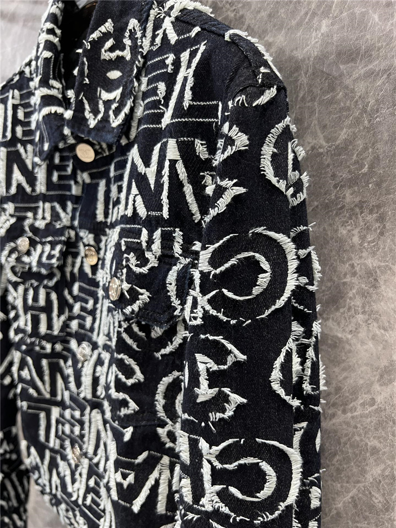 Ch**el monogram printed jacket in black