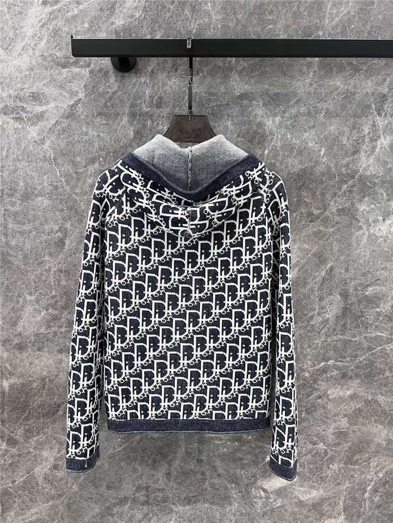 D10r oblique zip-up hooded cardigan in navy