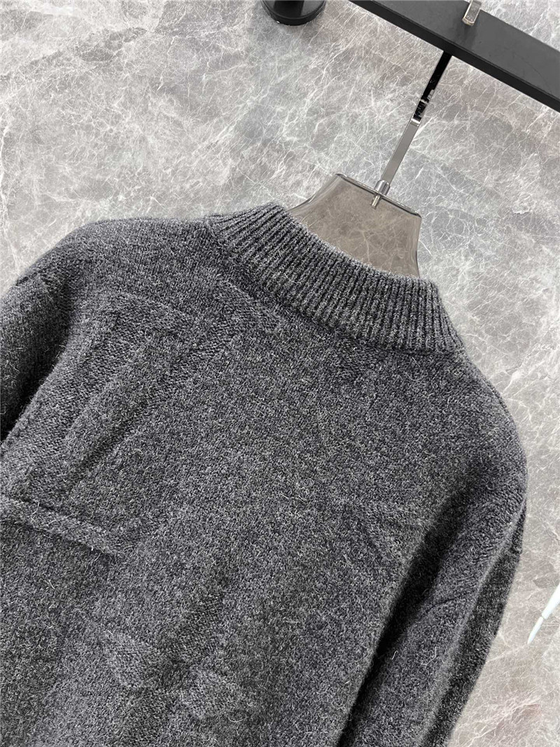 LV Monogram Wool Half Zip Pullover in Grey