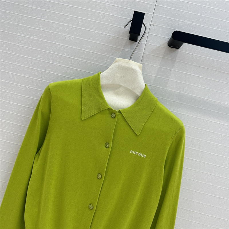 Miu Miu Green Cashmere/Silk Lapel Cardigan