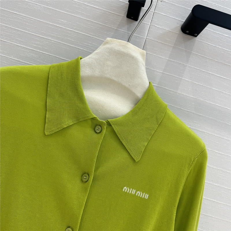 Miu Miu Green Cashmere/Silk Lapel Cardigan