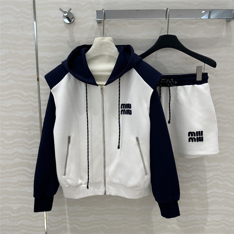 M1um1u color block sweatshirt suit