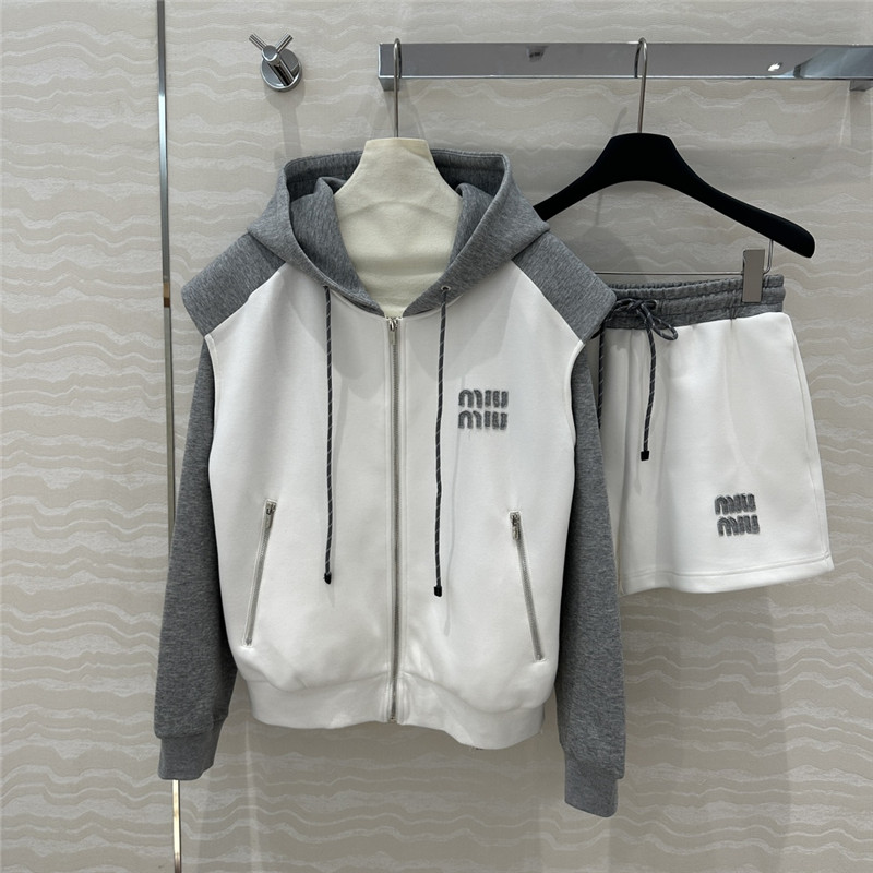 M1um1u color block sweatshirt suit