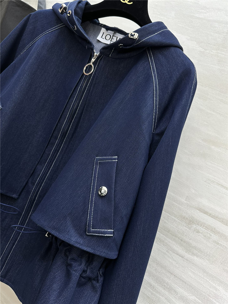 L0ew* hooded waist trench coat