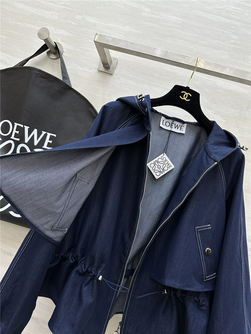 L0ew* hooded waist trench coat