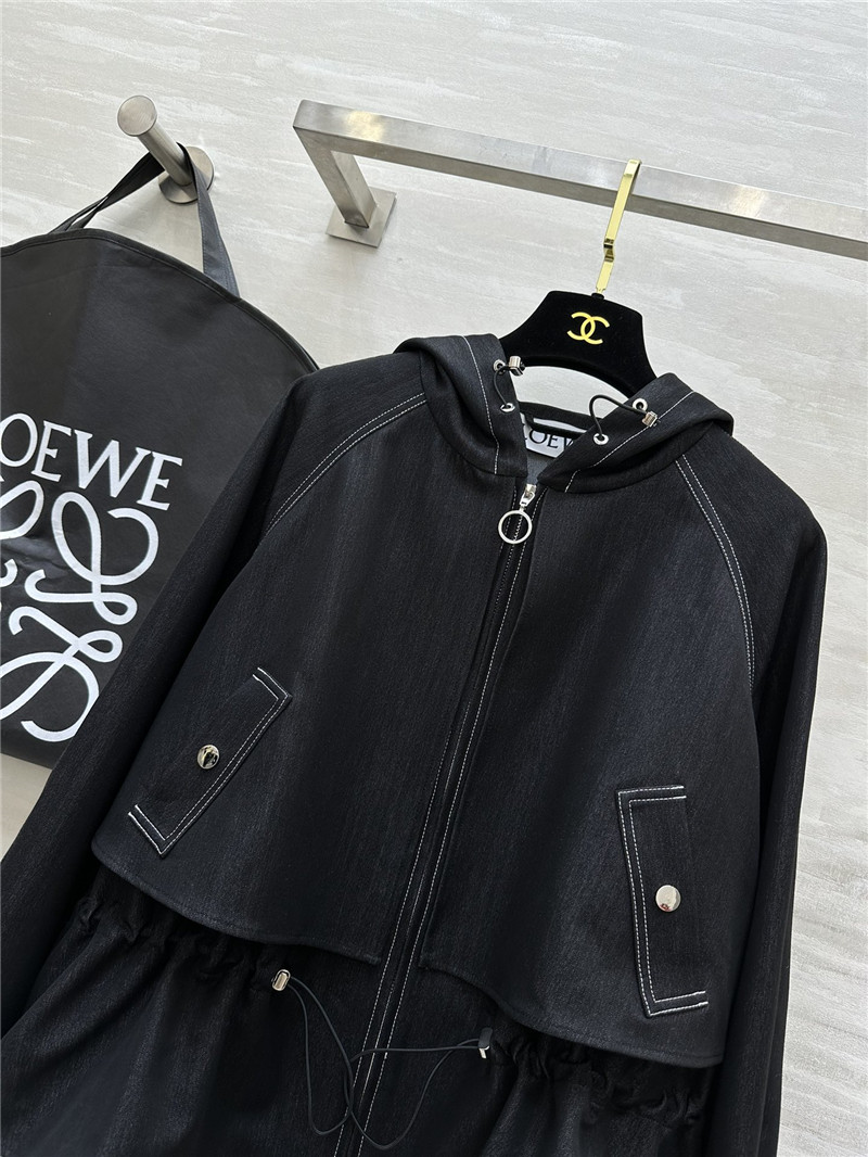 L0ew* hooded waist trench coat