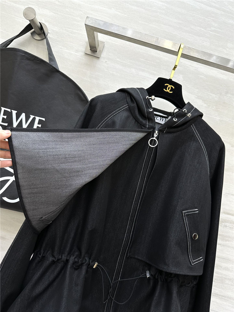 L0ew* hooded waist trench coat