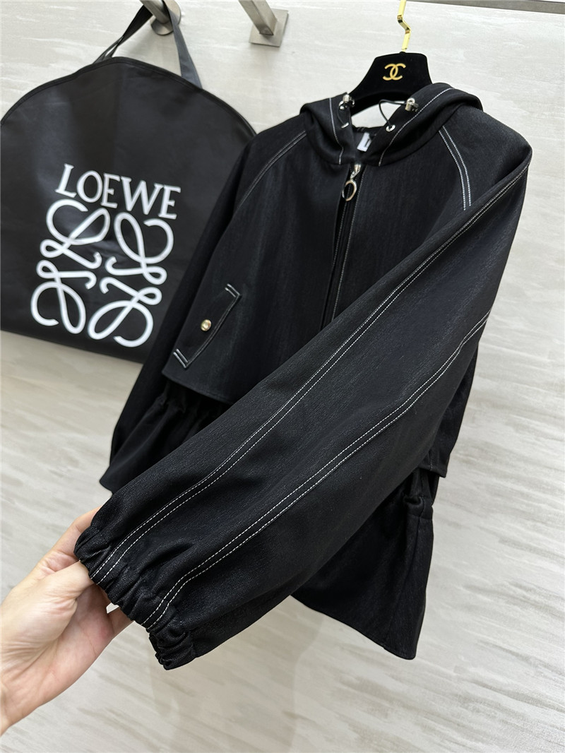 L0ew* hooded waist trench coat