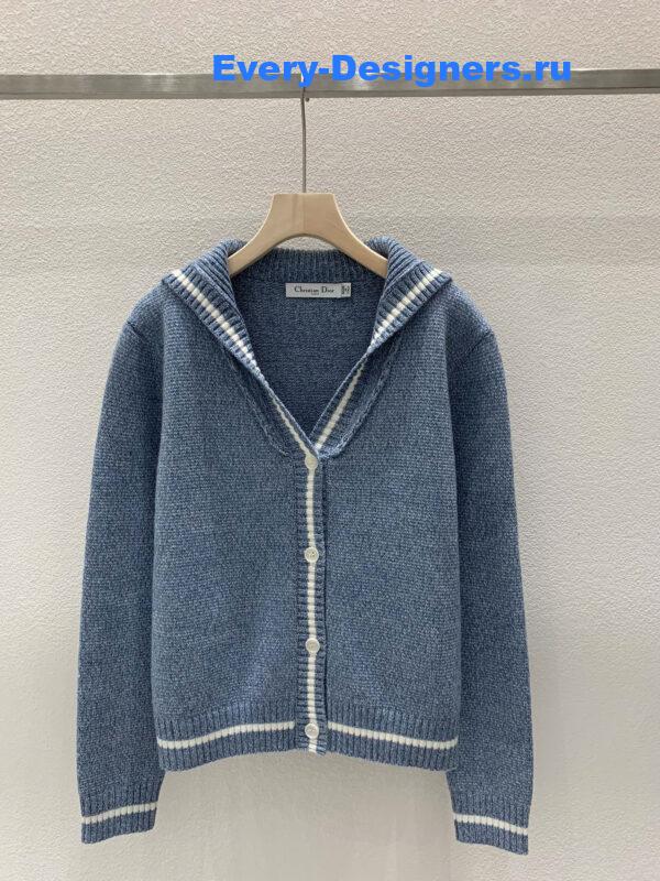 D10r contrast sailor collar cardigan in blue