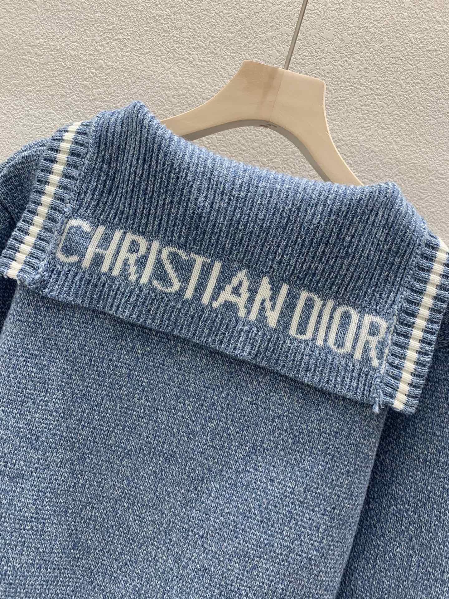 D10r contrast sailor collar cardigan in blue