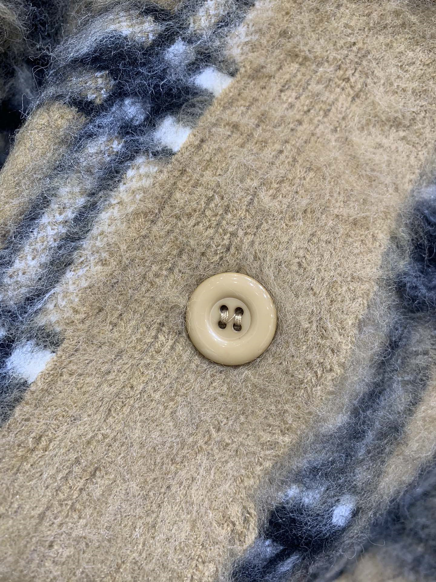 Bv*b*rry nadeen check mohair cardigan in brown