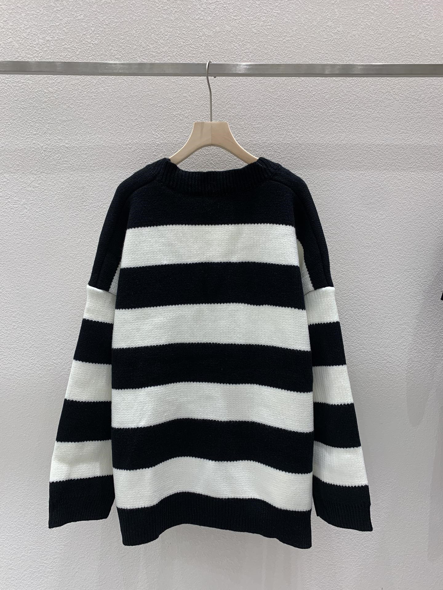 MIU MIU Striped Wool Cardigan Black/White
