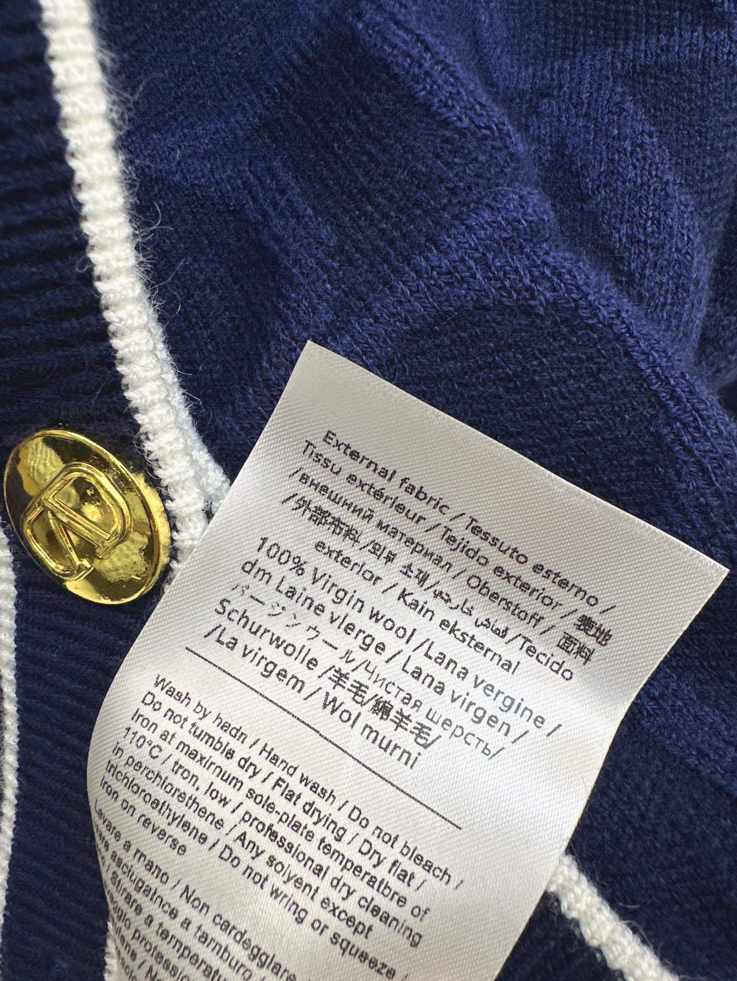 Va1e*ntin0 trim v-neck jacquard cardigan blue