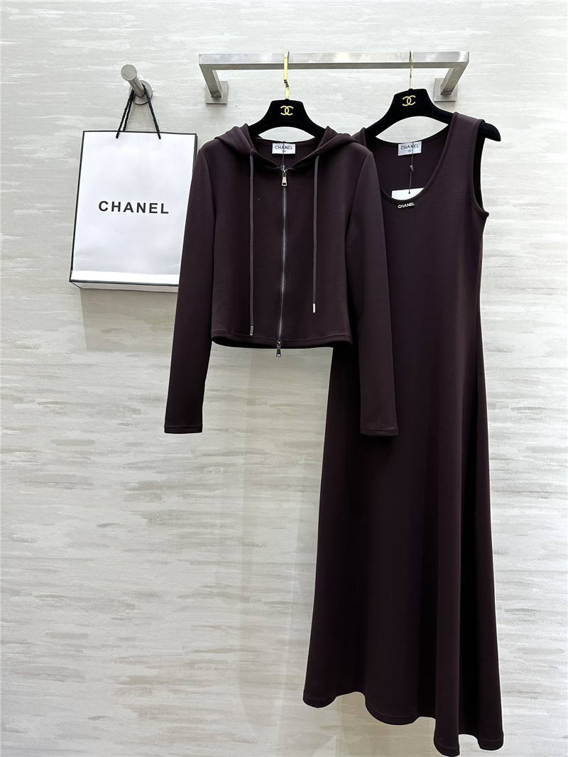 Ch**el hooded jacket + long skirt set