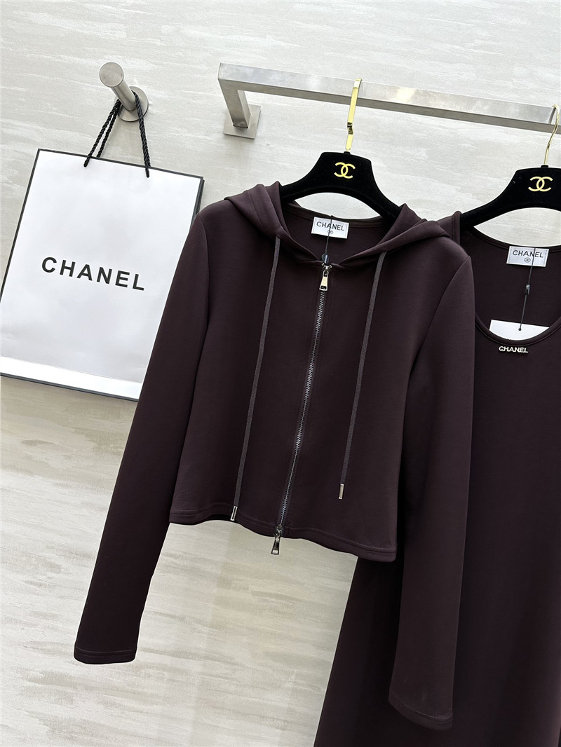 Ch**el hooded jacket + long skirt set