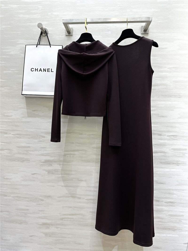 Ch**el hooded jacket + long skirt set