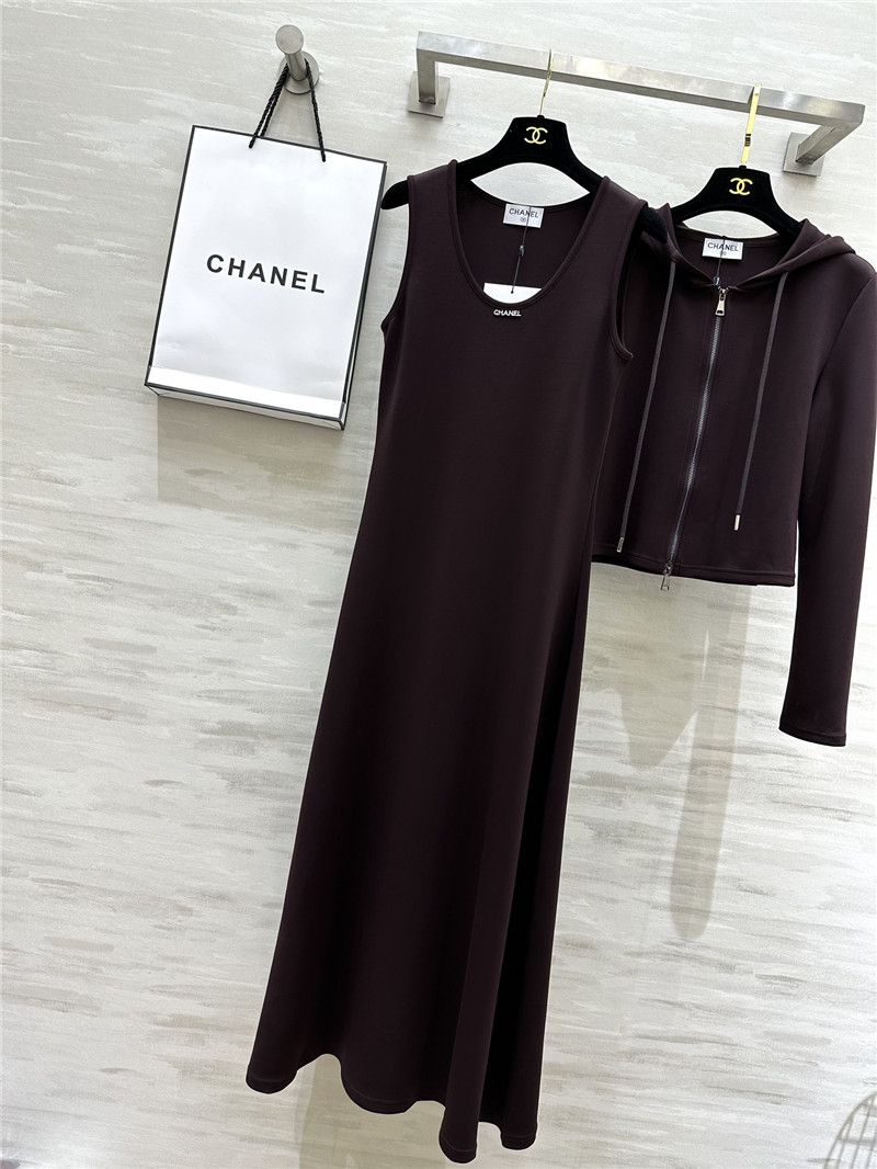 Ch**el hooded jacket + long skirt set