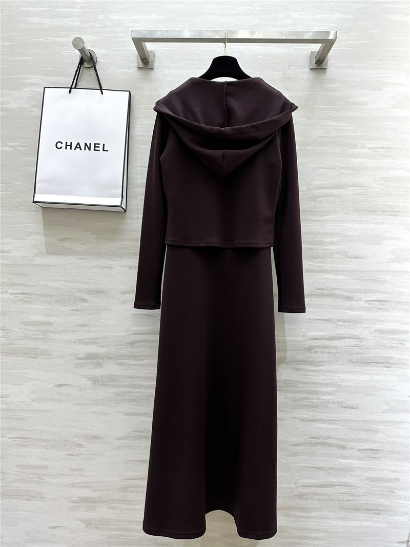 Ch**el hooded jacket + long skirt set