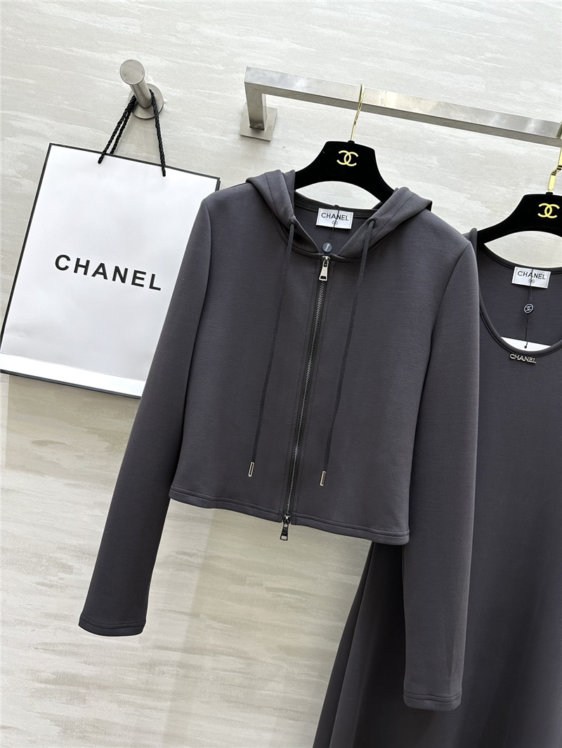 Ch**el hooded jacket + long skirt set