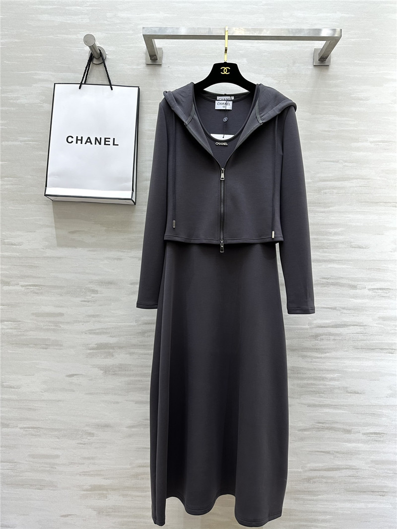 Ch**el hooded jacket + long skirt set
