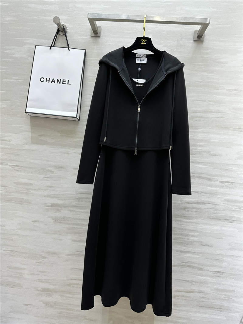 Ch**el hooded jacket + long skirt set