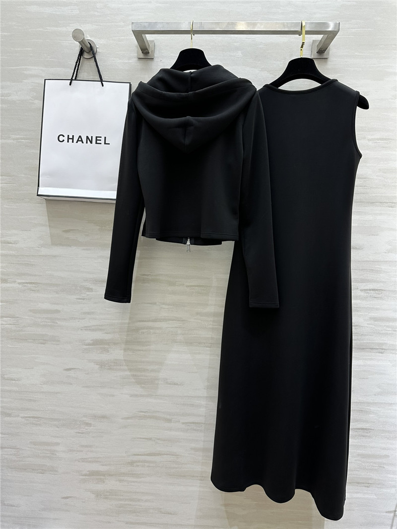 Ch**el hooded jacket + long skirt set