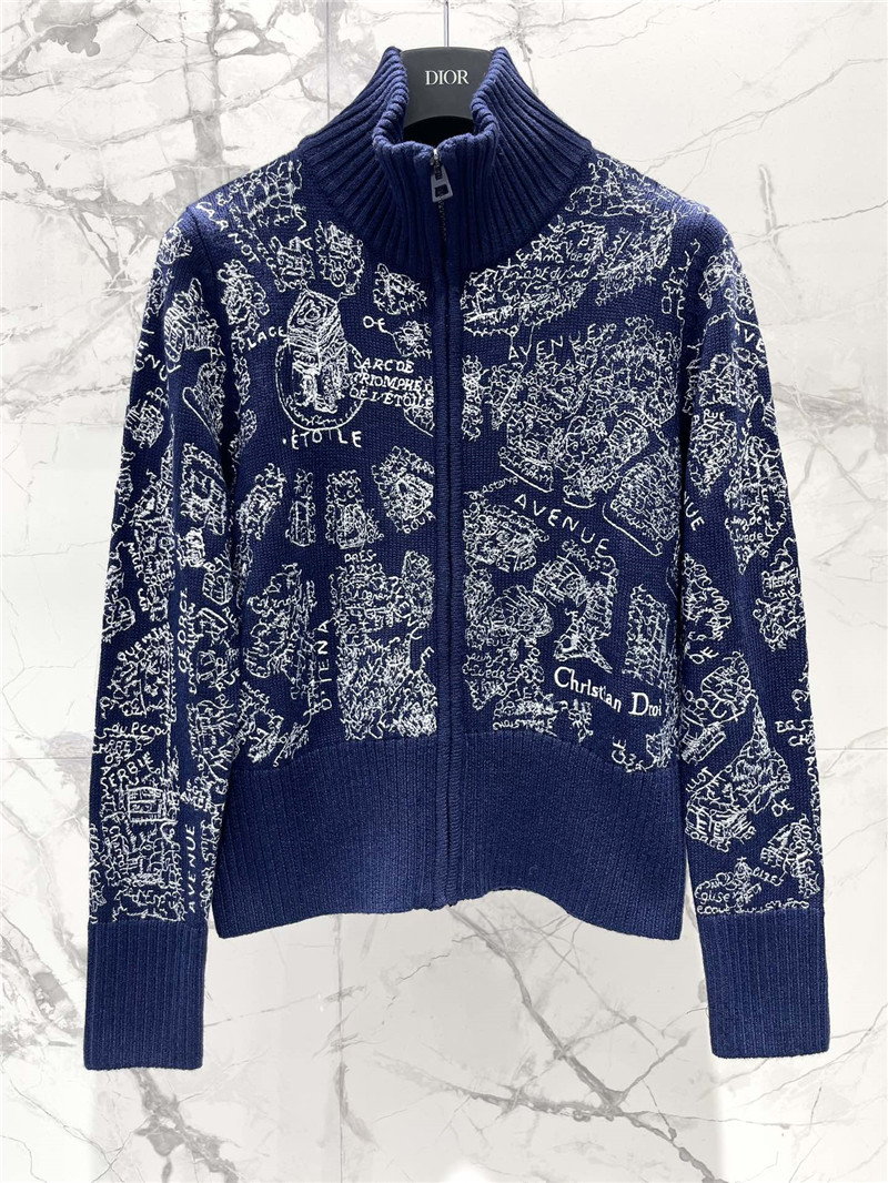 D10ralps mock-neck navy cardigan