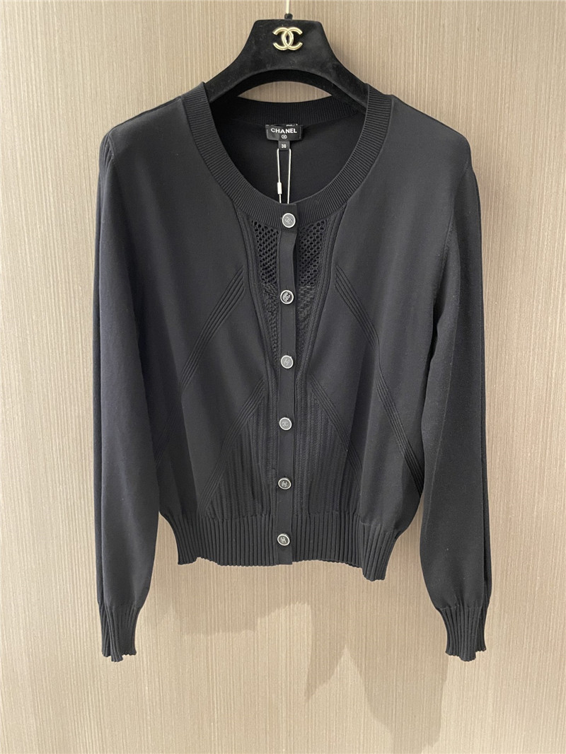 Ch**el grey rib-knit crop cardigan