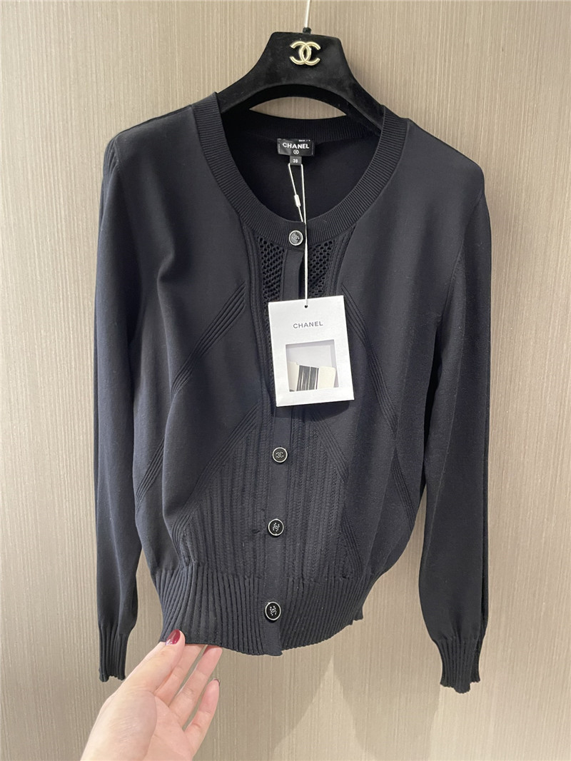 Ch**el grey rib-knit crop cardigan