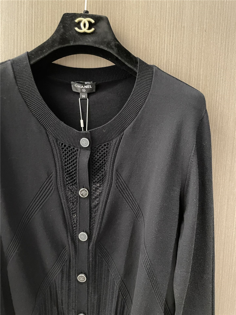 Ch**el grey rib-knit crop cardigan