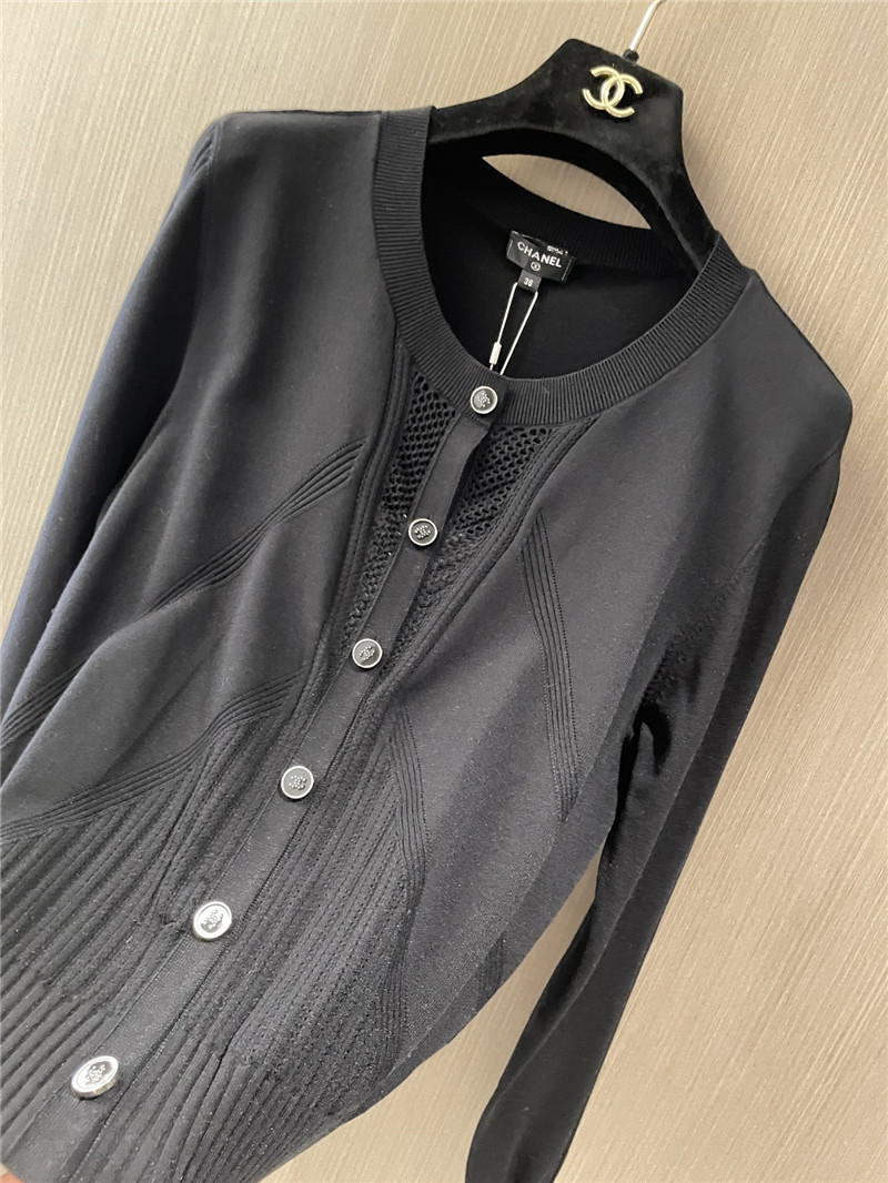 Ch**el grey rib-knit crop cardigan