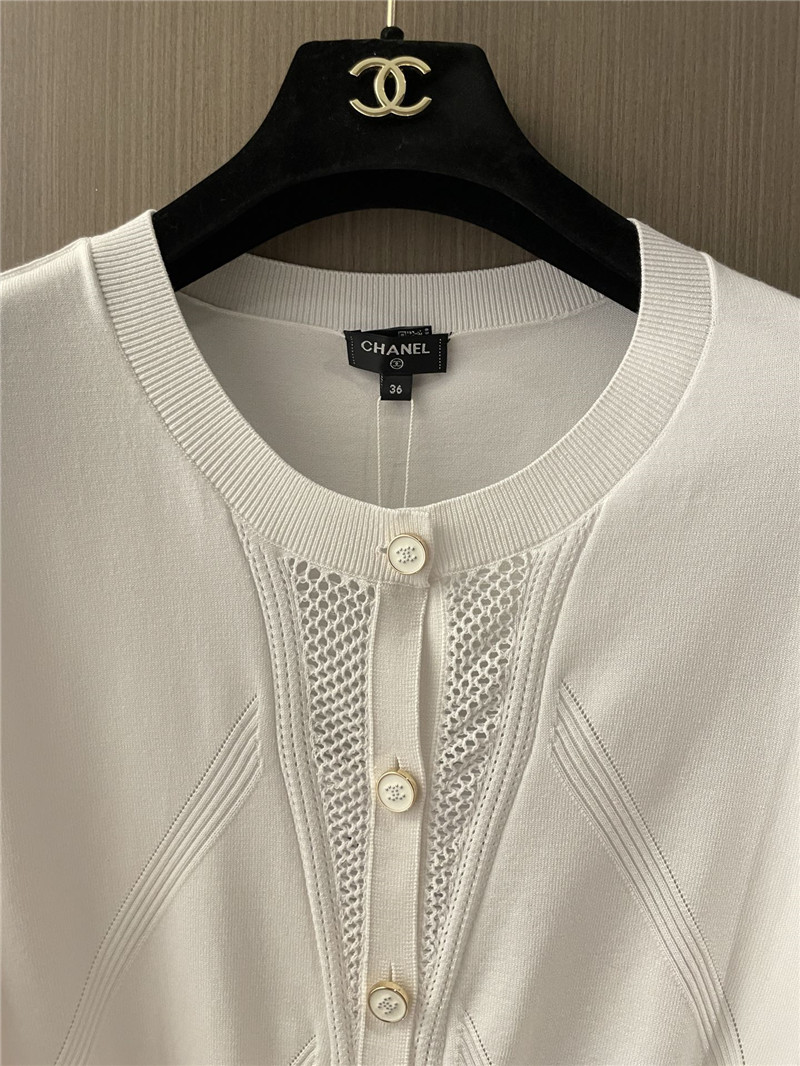 Ch**el white rib-knit crop cardigan