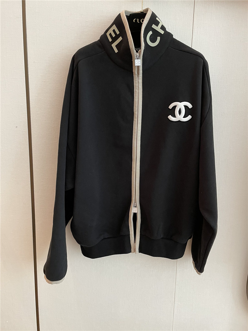Ch**el black zip-up raglan sweatshirt