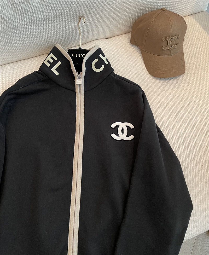 Ch**el black zip-up raglan sweatshirt