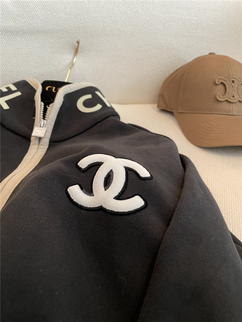 Ch**el black zip-up raglan sweatshirt