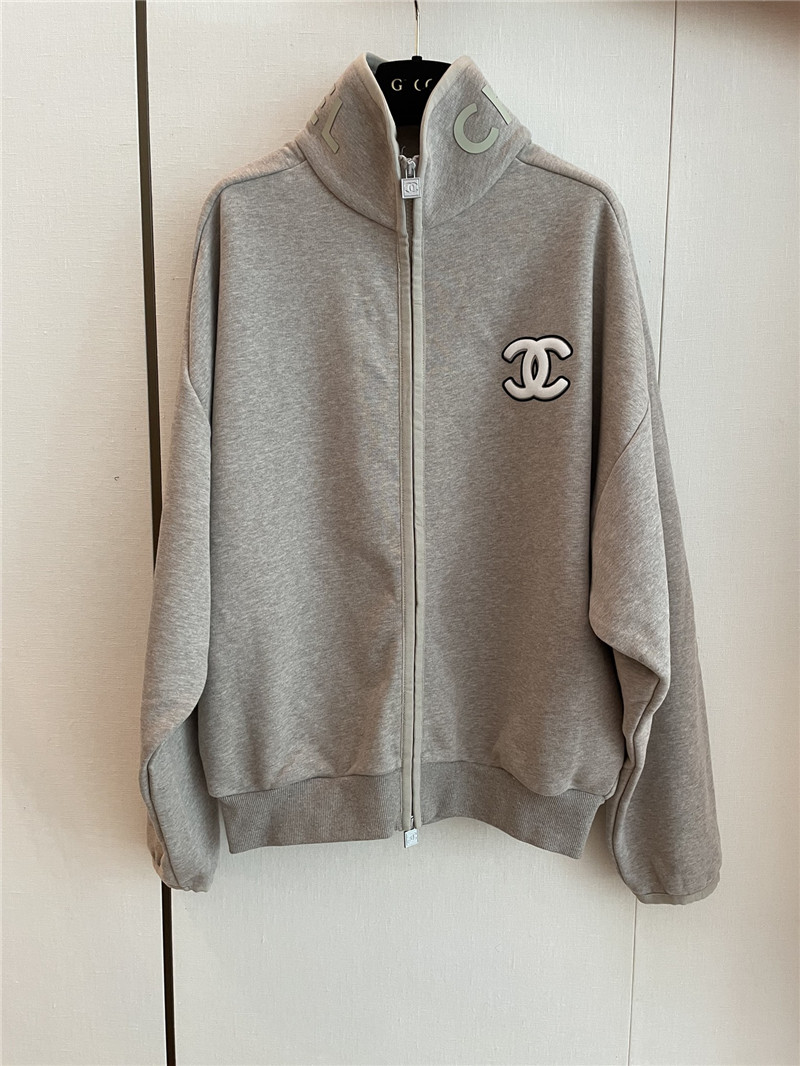 Ch**el grey zip-up raglan sweatshirt