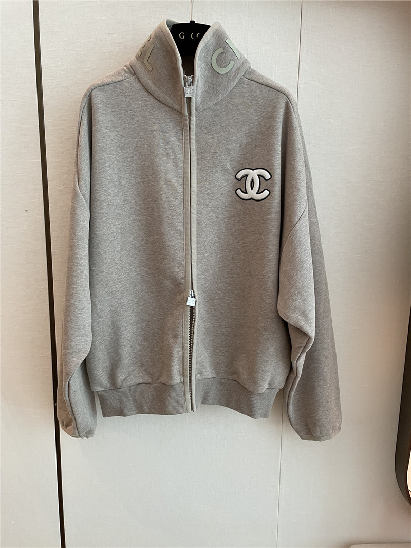 Ch**el grey zip-up raglan sweatshirt