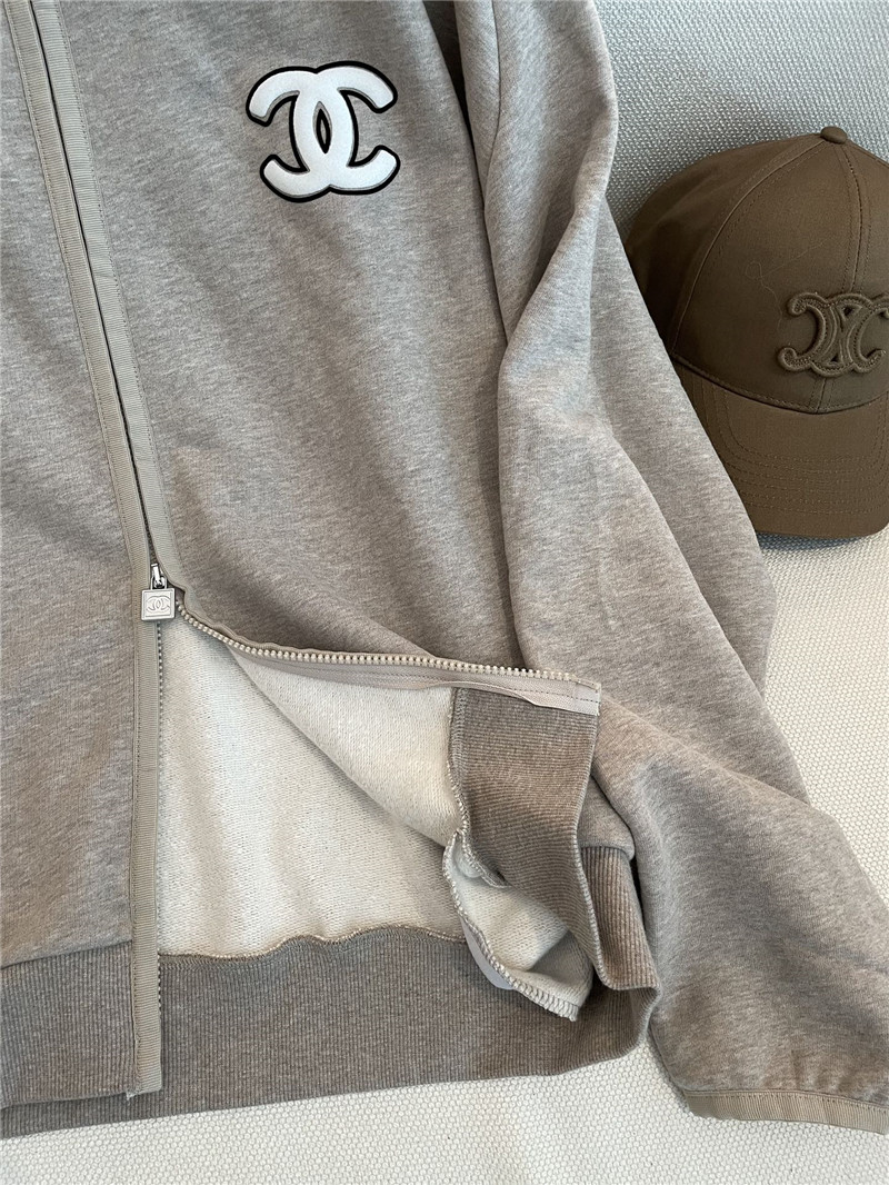 Ch**el grey zip-up raglan sweatshirt