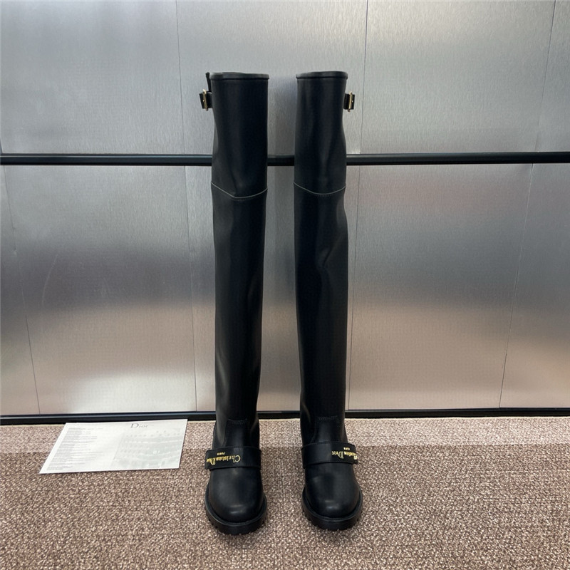 D10r buckled leather over-the-knee boots