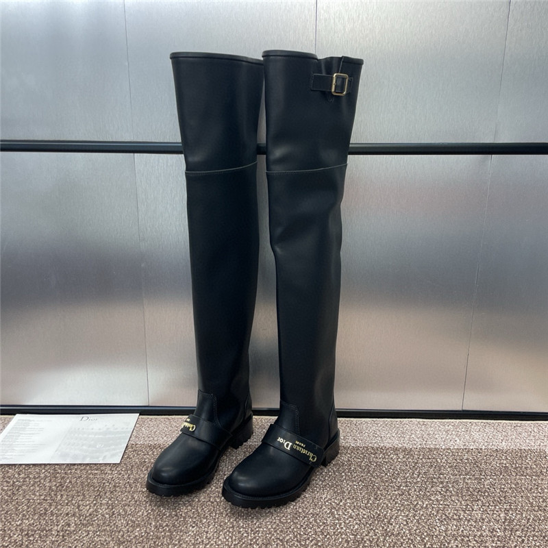 D10r buckled leather over-the-knee boots