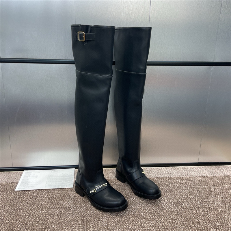 D10r buckled leather over-the-knee boots