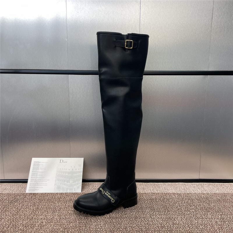 D10r buckled leather over-the-knee boots