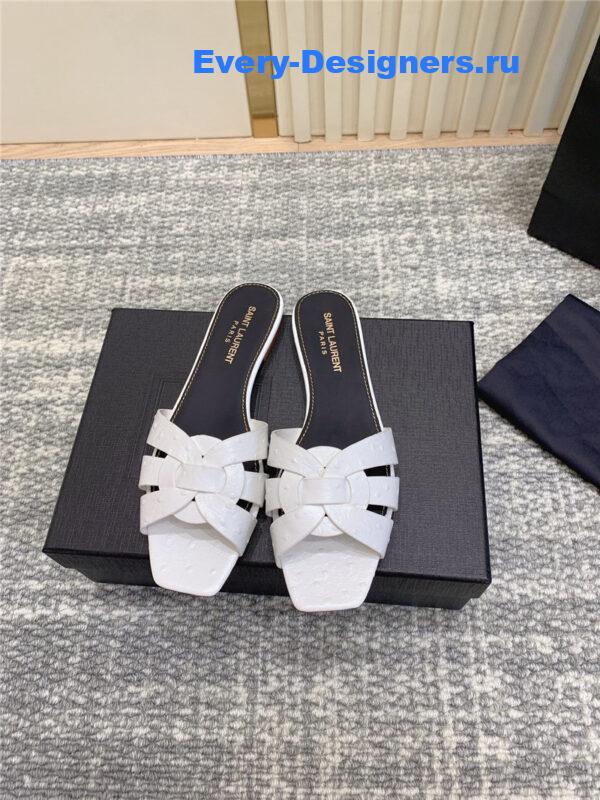 Y51 tribute mules in white ostrich leather