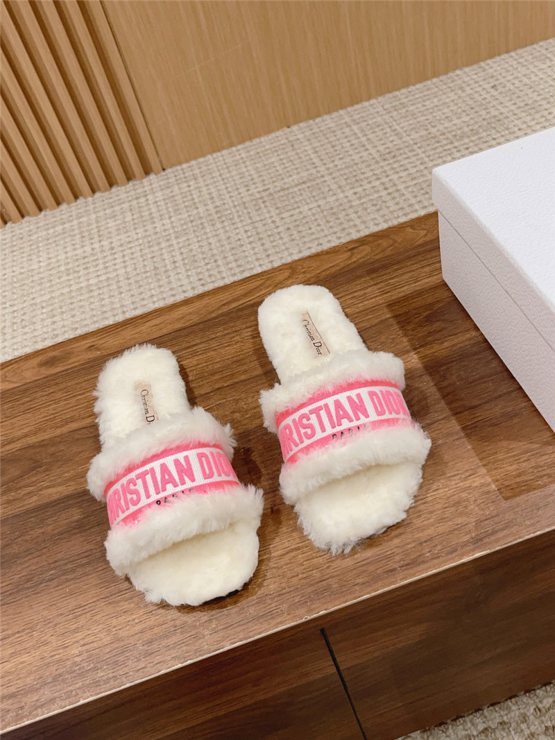 D10r shearling canvas dway slides white/pink